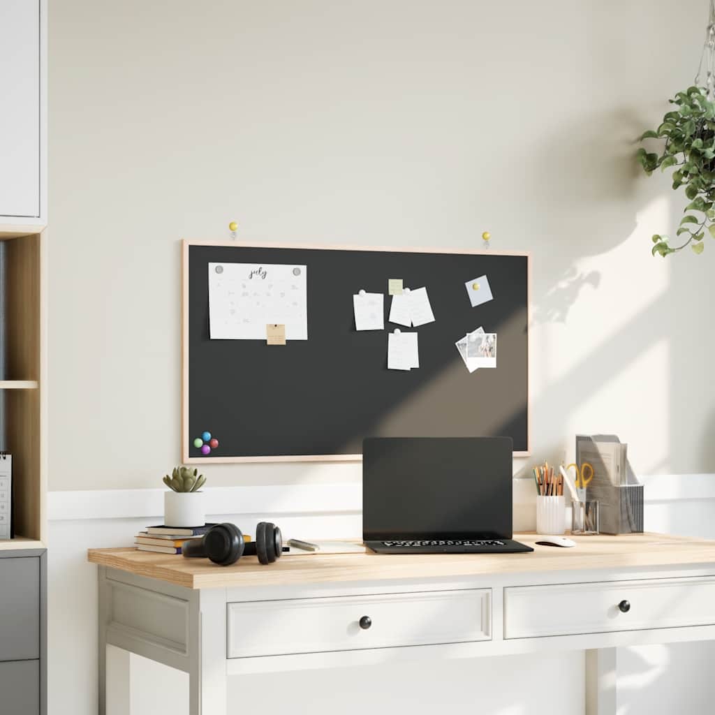 tavle med ramme af massivt fyrretræ sort 100x55 cm