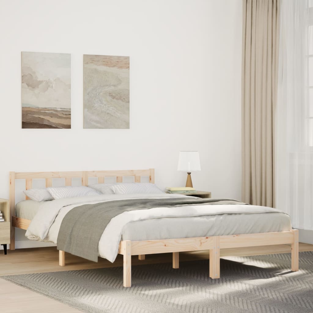 ekstra lang sengeramme uden madras 140x210 cm massivt fyrretræ billede