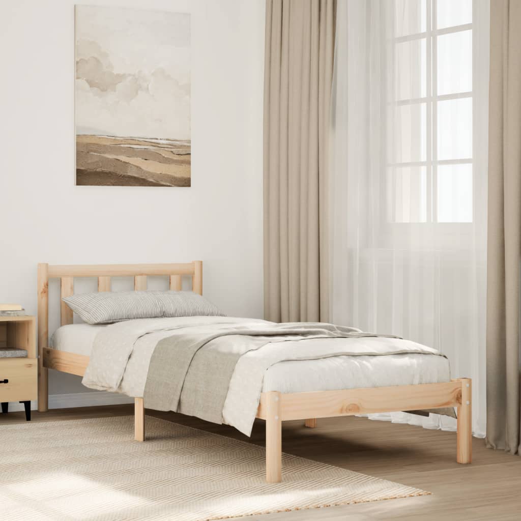 ekstra lang sengeramme uden madras 80x220 cm massivt fyrretræ billede