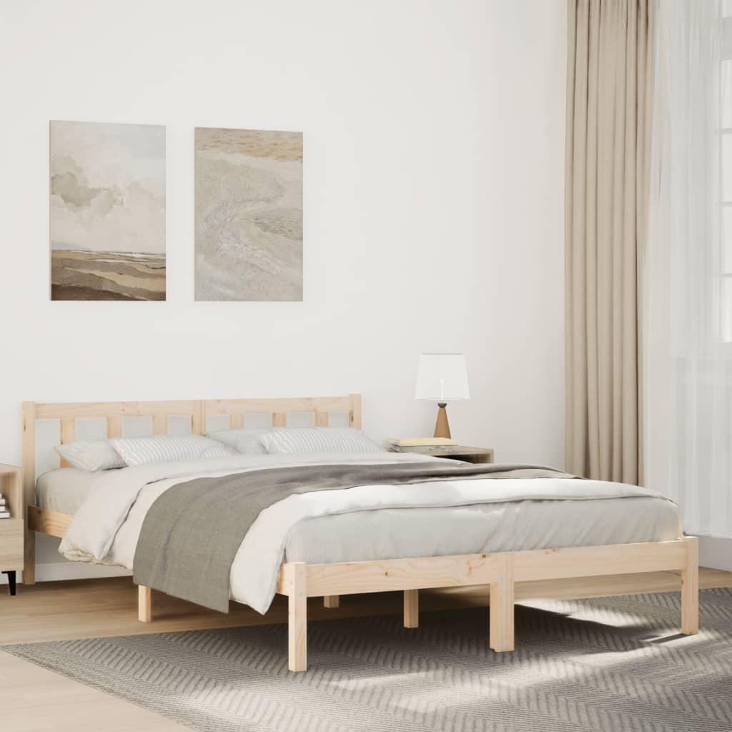ekstra lang sengeramme uden madras 140x220 cm massivt fyrretræ billede