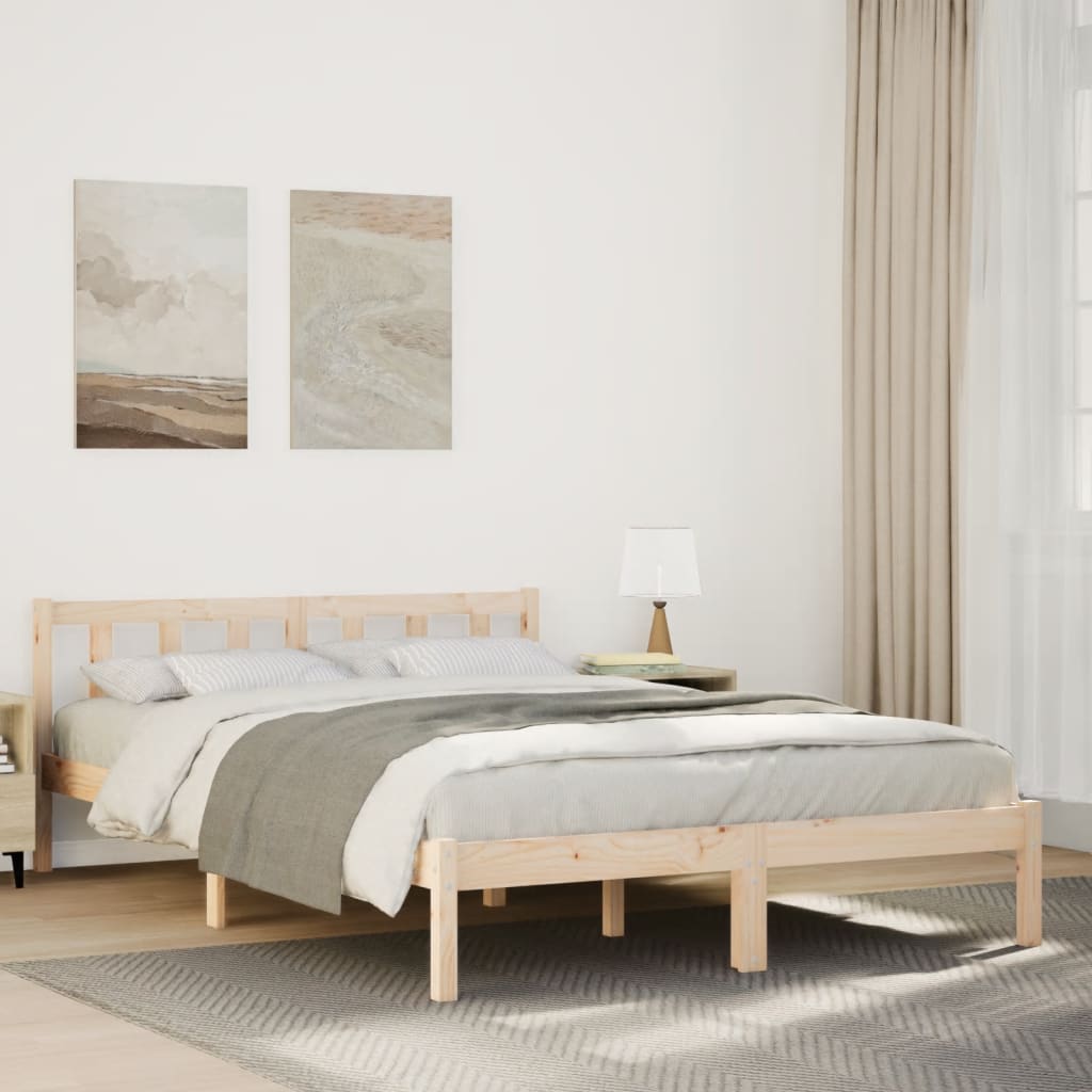 ekstra lang sengeramme uden madras 160x220 cm massivt fyrretræ billede