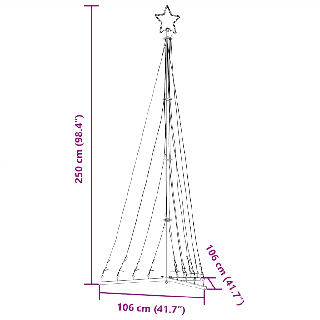 LED-juletræ 447 LED'er 250 cm koldt hvidt lys