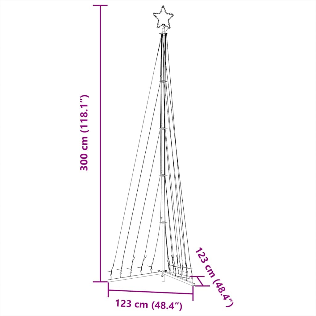 LED-juletræ 495 LED'er 300,5 cm farverigt lys