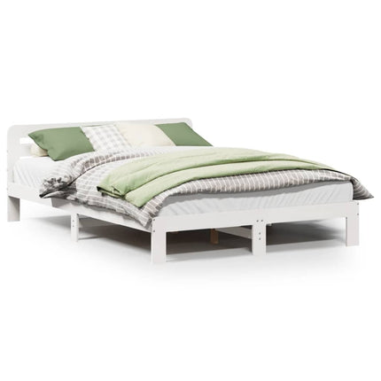 sengeramme uden madras 140x200 cm massivt fyrretræ hvid