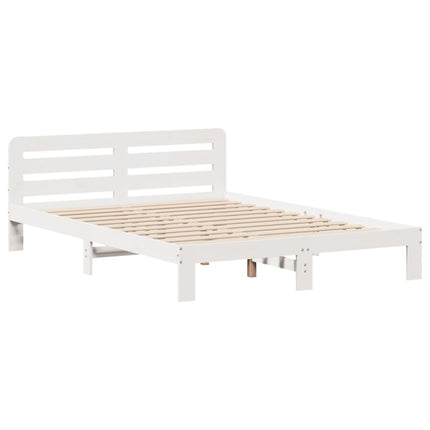sengeramme uden madras 140x200 cm massivt fyrretræ hvid