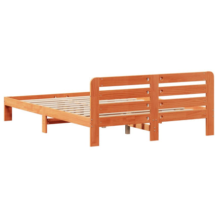 sengeramme uden madras 140x200 cm massivt fyr gyldenbrun