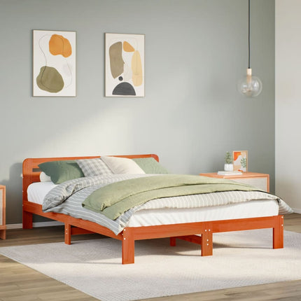 sengeramme uden madras 140x200 cm massivt fyr gyldenbrun