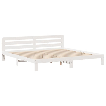 sengeramme uden madras 200x200 cm massivt fyrretræ hvid