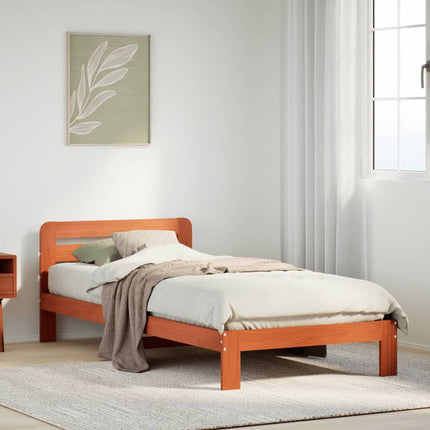 sengeramme uden madras 90x190 cm massivt fyrretræ gyldenbrun
