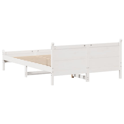 sengeramme uden madras 150x200 cm massivt fyrretræ hvid