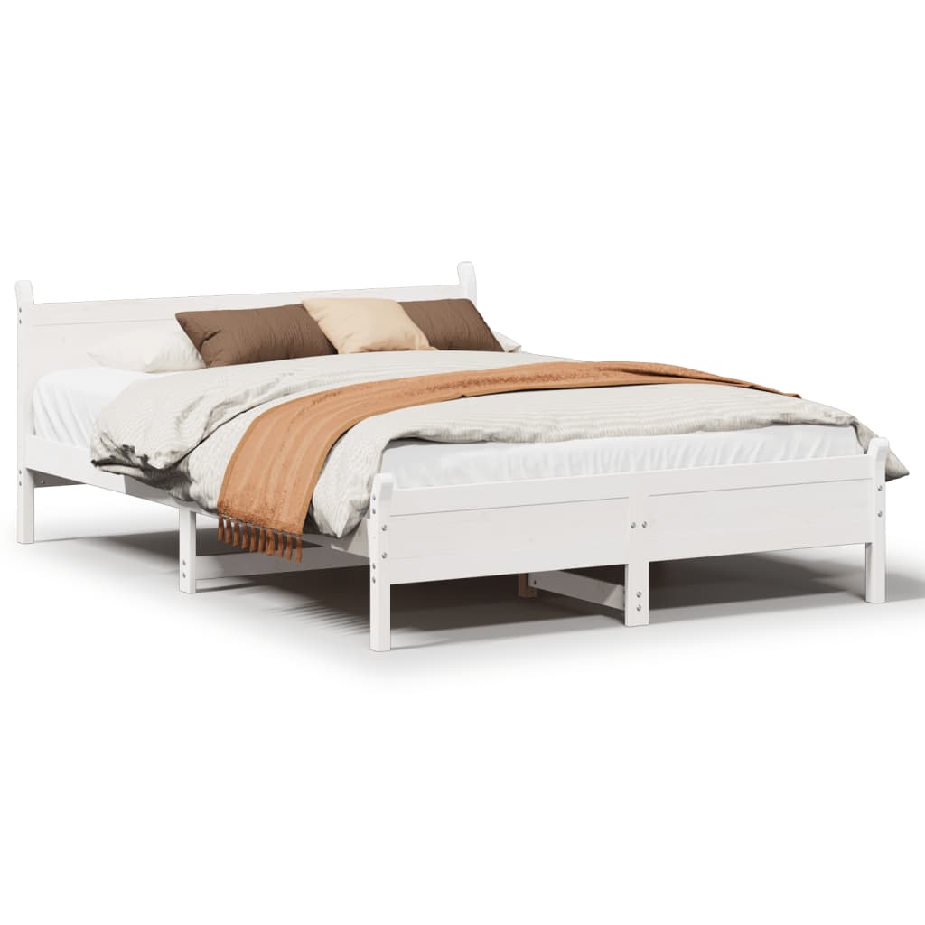 sengeramme uden madras 140x200 cm massivt fyrretræ hvid