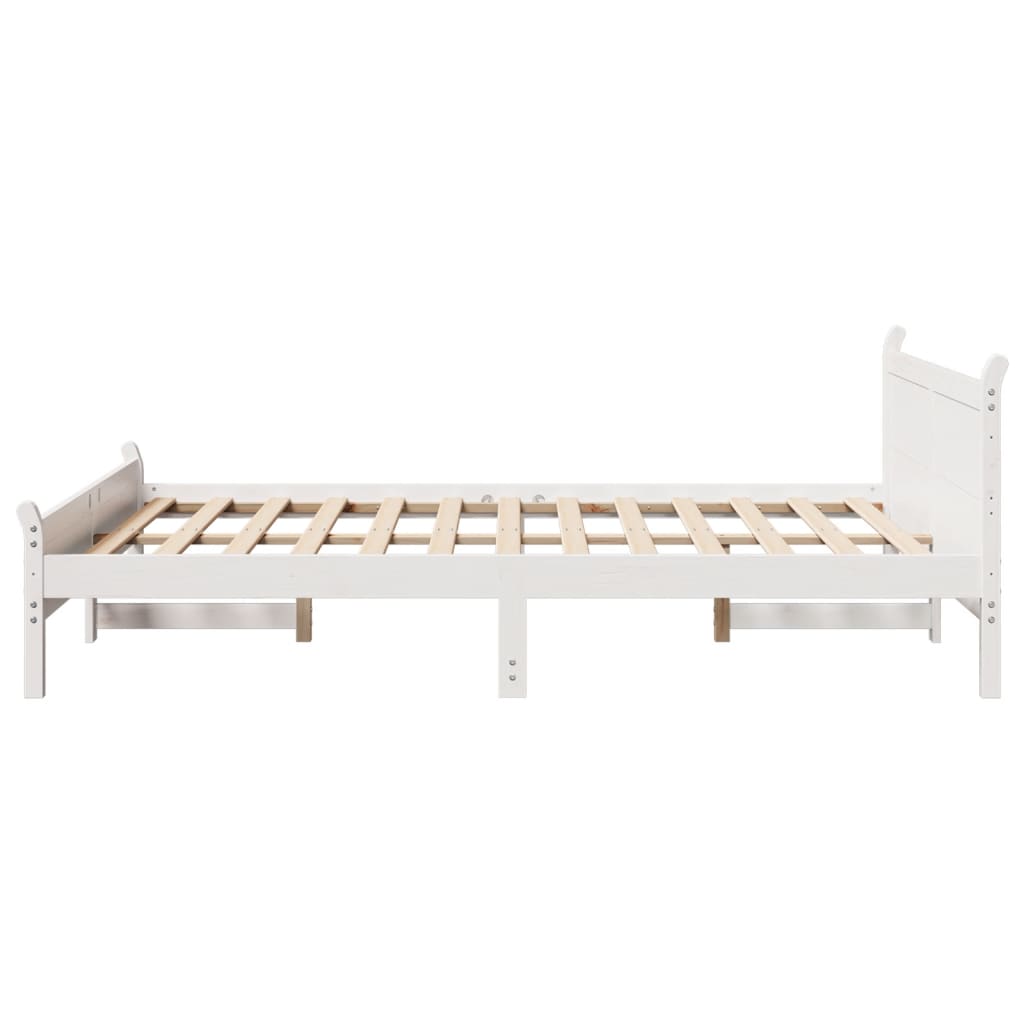 sengeramme uden madras 140x200 cm massivt fyrretræ hvid
