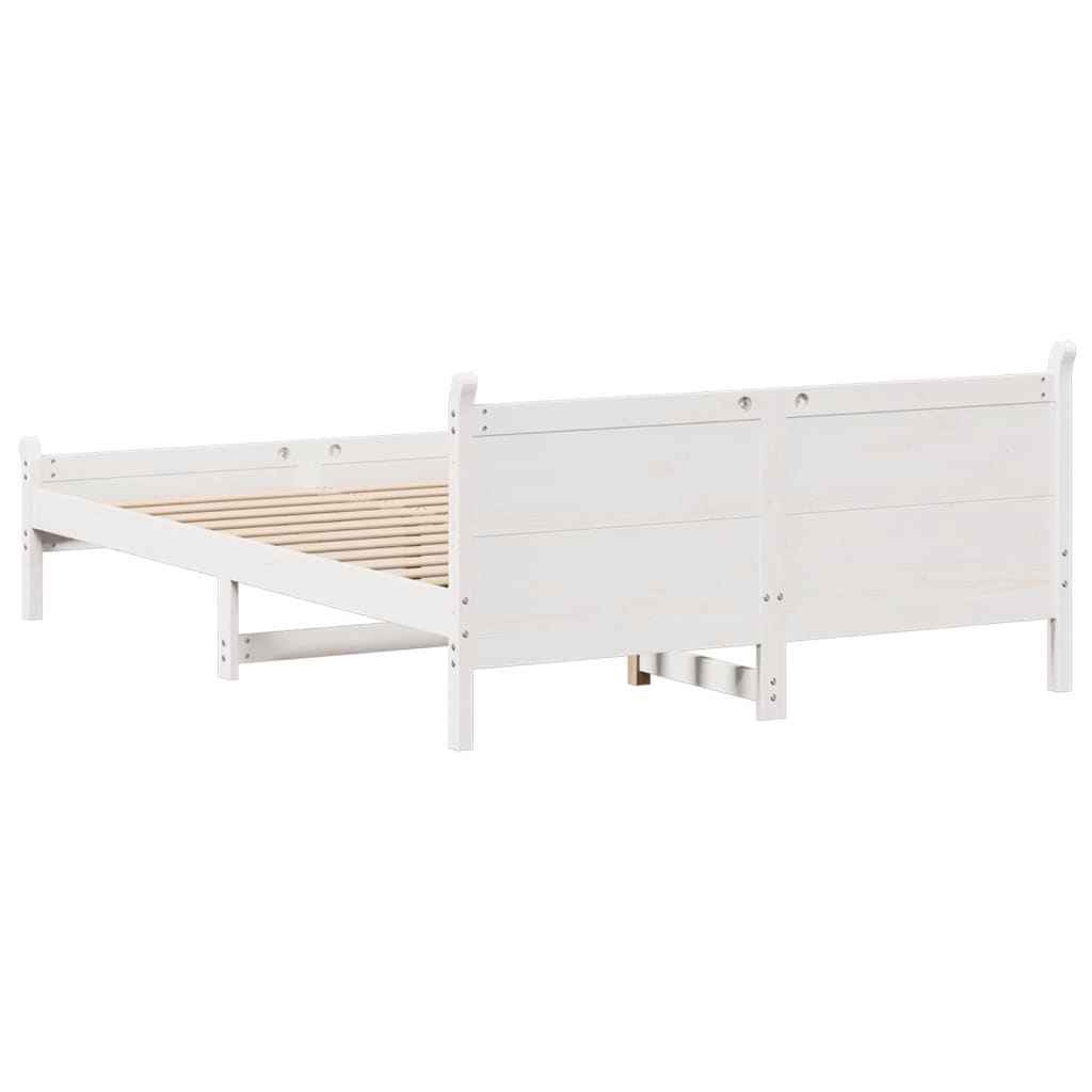 sengeramme uden madras 140x200 cm massivt fyrretræ hvid