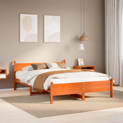sengeramme uden madras 140x200 cm massivt fyr gyldenbrun