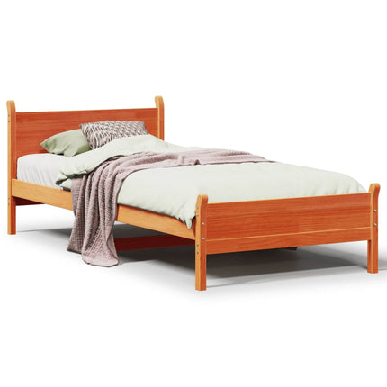 sengeramme uden madras 100x200 cm massivt fyrretræ gyldenbrun