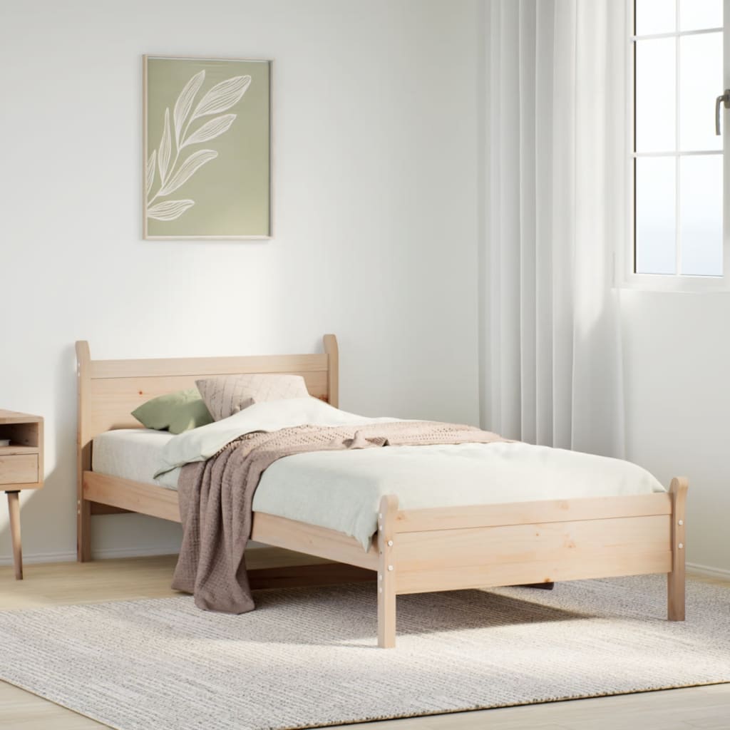 sengeramme uden madras 90x200 cm massivt fyrretræ