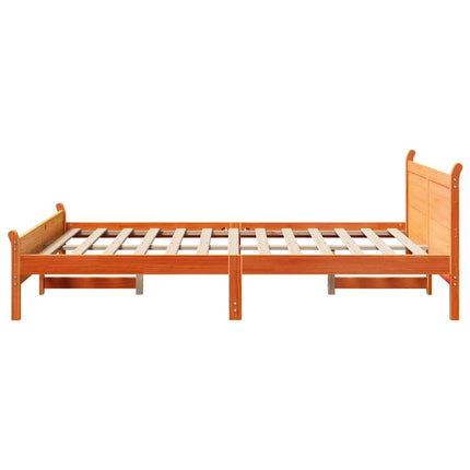 sengeramme uden madras 140x190 cm massivt fyrretræ gyldenbrun