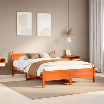 sengeramme uden madras 140x190 cm massivt fyrretræ gyldenbrun