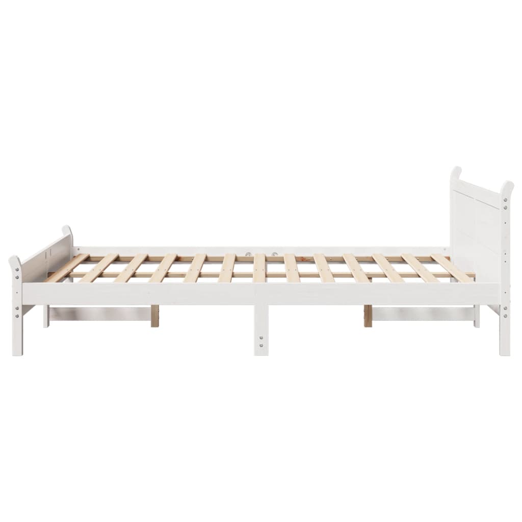 sengeramme uden madras 135x190 cm massivt fyrretræ hvid