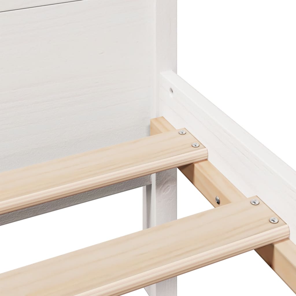 sengeramme uden madras 135x190 cm massivt fyrretræ hvid
