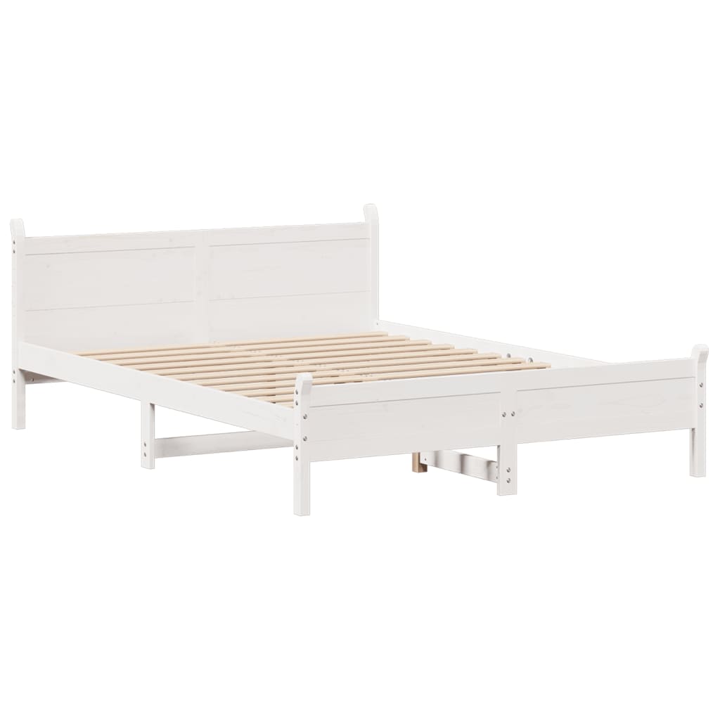 sengeramme uden madras 120x190 cm massivt fyrretræ hvid