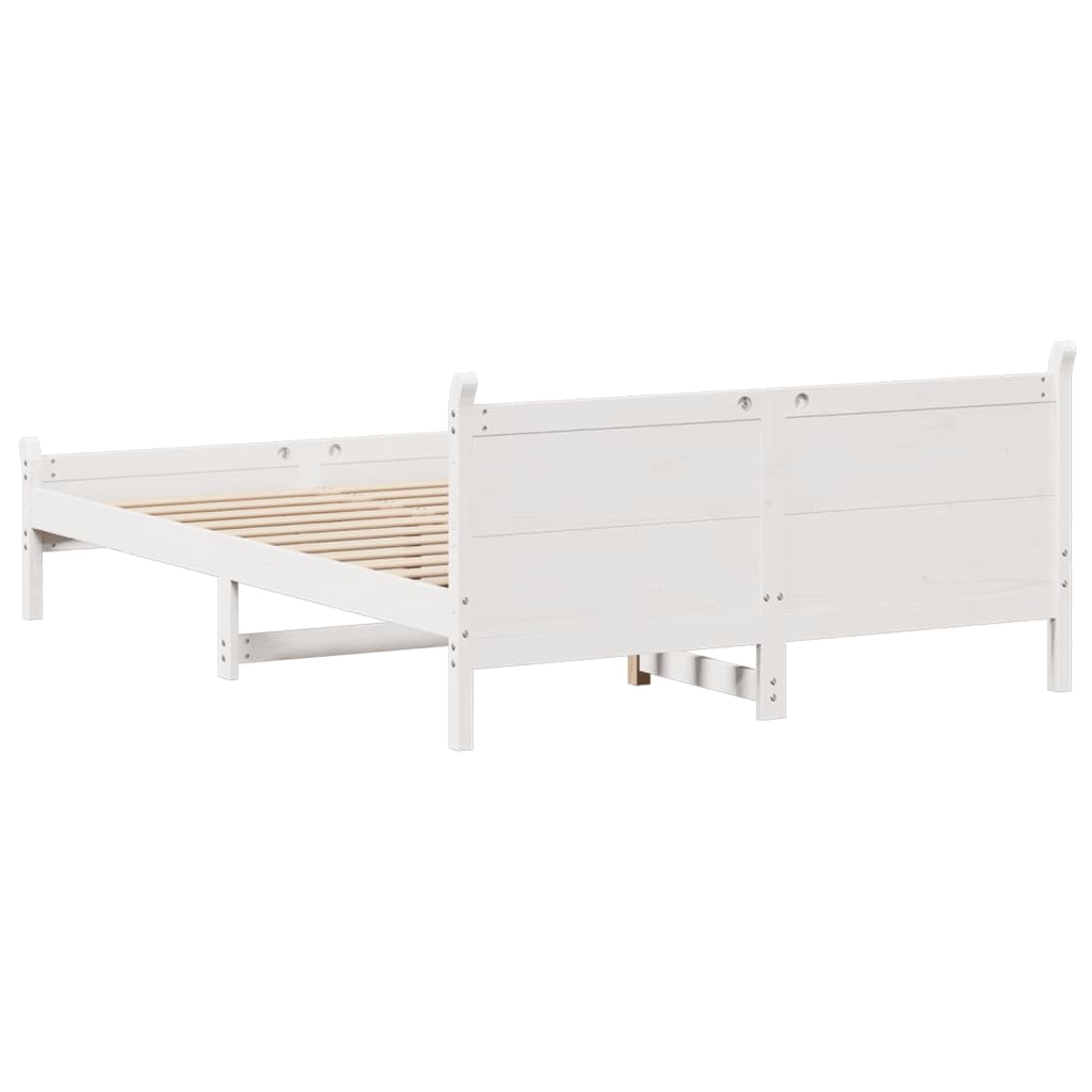 sengeramme uden madras 120x190 cm massivt fyrretræ hvid