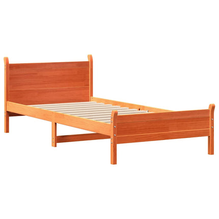 sengeramme uden madras 75x190 cm massivt fyrretræ gyldenbrun
