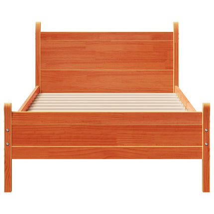 sengeramme uden madras 75x190 cm massivt fyrretræ gyldenbrun