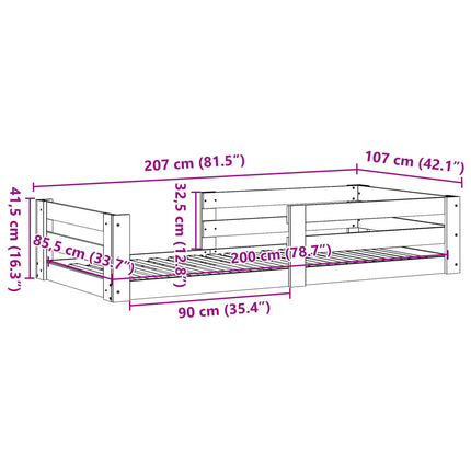 sengeramme uden madras 100x200 cm massivt fyrretræ hvid