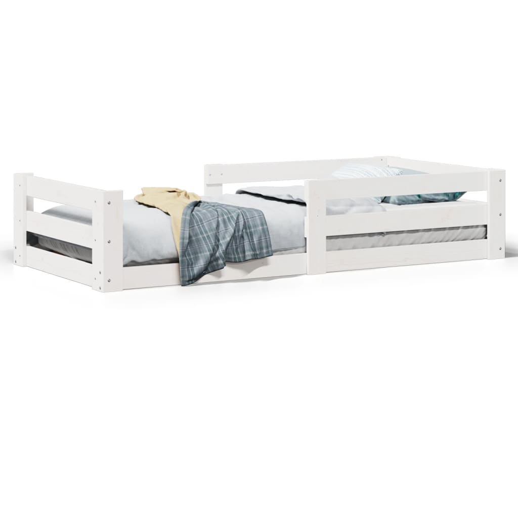 Sengeramme uden madras hvid 80x160 cm massivt træ fyrretræ