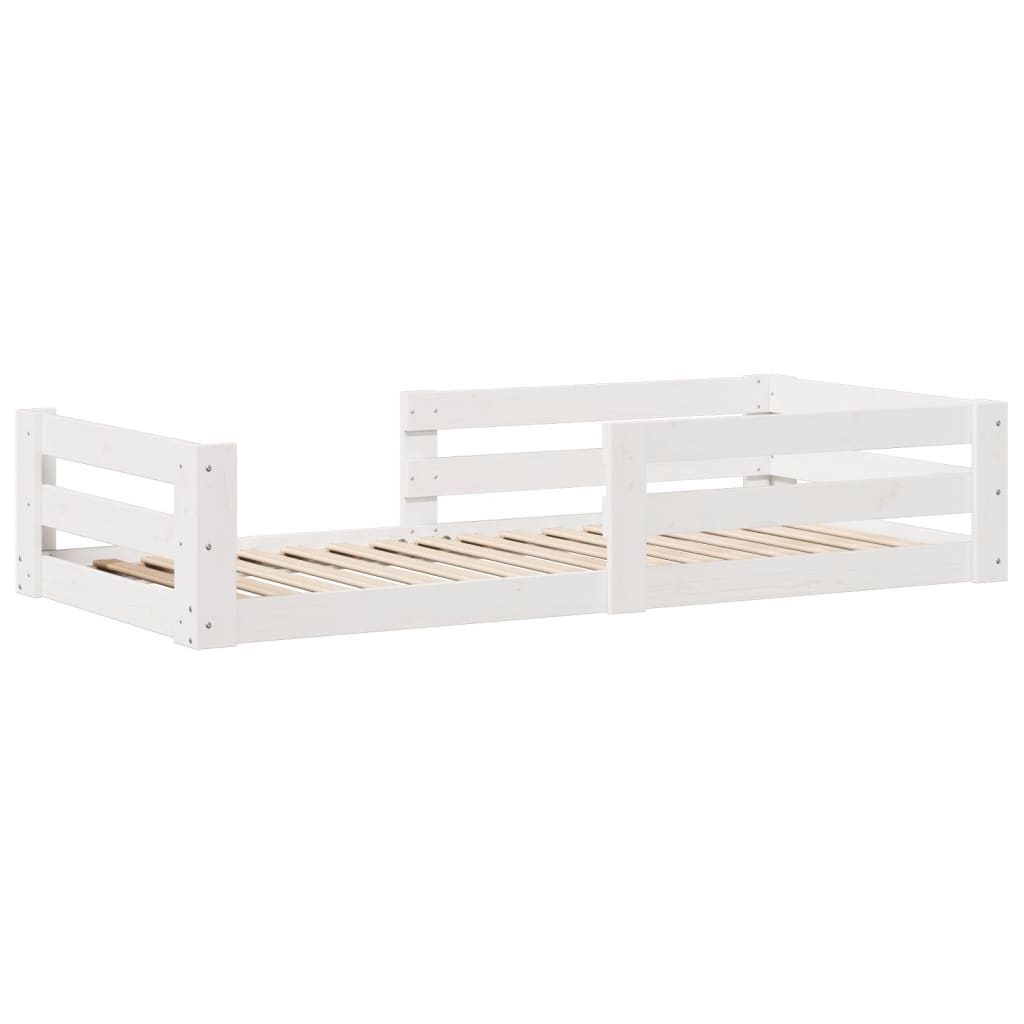 Sengeramme uden madras hvid 80x160 cm massivt træ fyrretræ