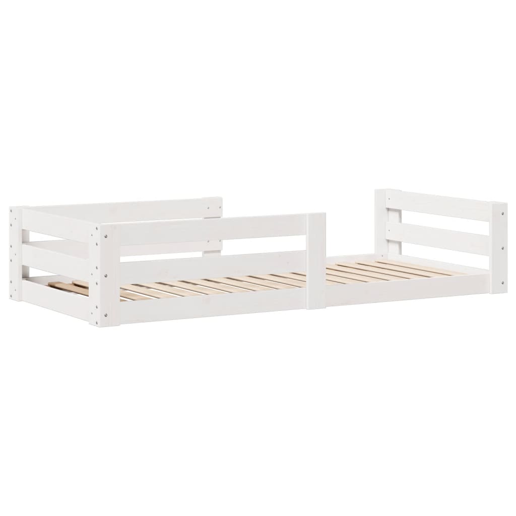 Sengeramme uden madras hvid 80x160 cm massivt træ fyrretræ