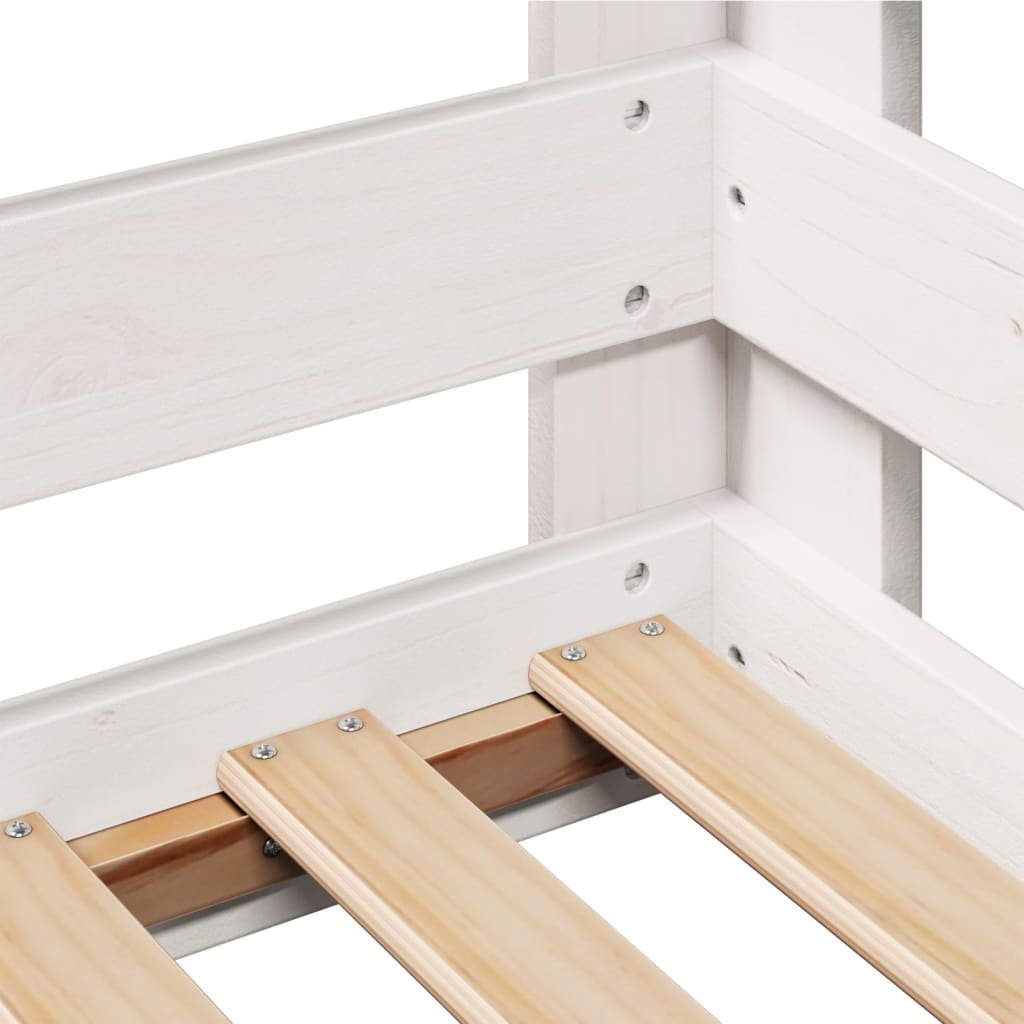 Sengeramme uden madras hvid 80x160 cm massivt træ fyrretræ