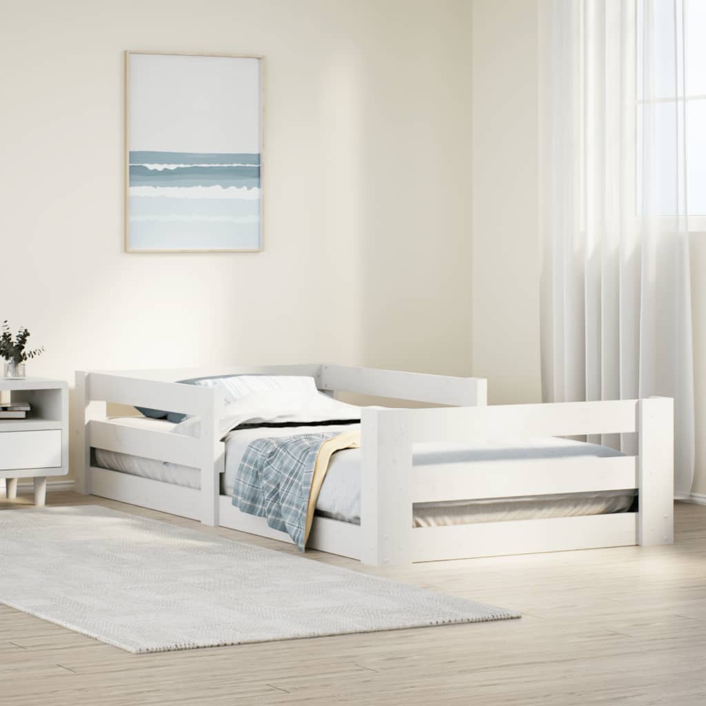 Sengeramme uden madras hvid 80x160 cm massivt træ fyrretræ