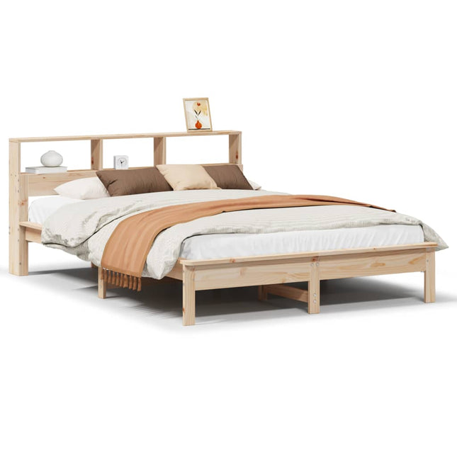 seng med reol uden madras 120x200 cm massivt fyrretræ