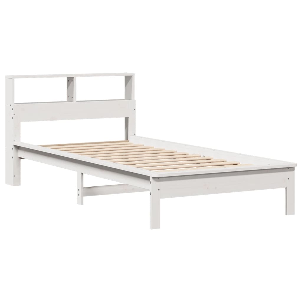 seng med reol uden madras 90x200 cm massivt fyrretræ hvid