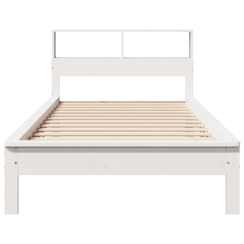 seng med reol uden madras 90x200 cm massivt fyrretræ hvid