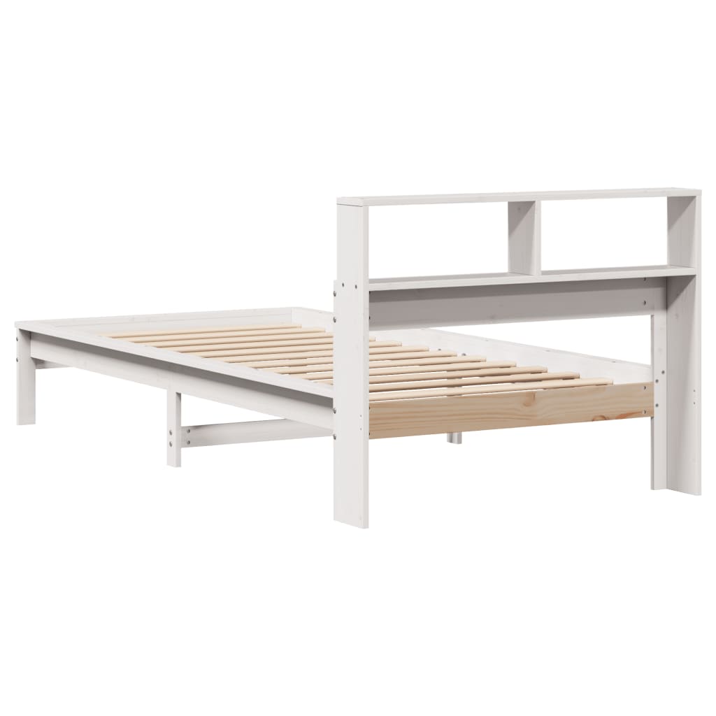 seng med reol uden madras 90x200 cm massivt fyrretræ hvid