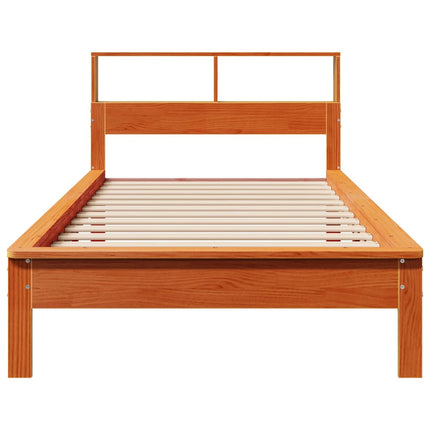 seng med reol uden madras 90x200 cm massivt fyrretræ gyldenbrun