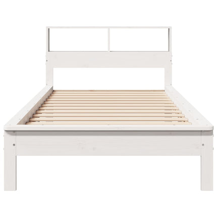 seng med reol uden madras 90x190 cm massivt fyrretræ hvid
