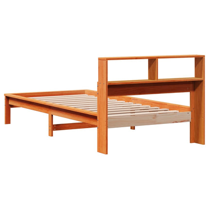 seng med reol uden madras 90x190 cm massivt fyrretræ gyldenbrun