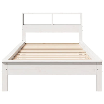 seng med reol uden madras 75x190 cm massivt fyrretræ hvid