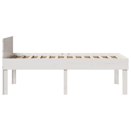 sengeramme uden madras 75x190 cm massivt fyrretræ hvid