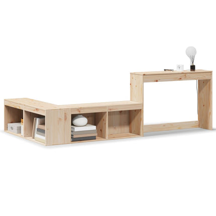 sengebord med skrivebord 232x122x75 cm massivt træ fyrretræ