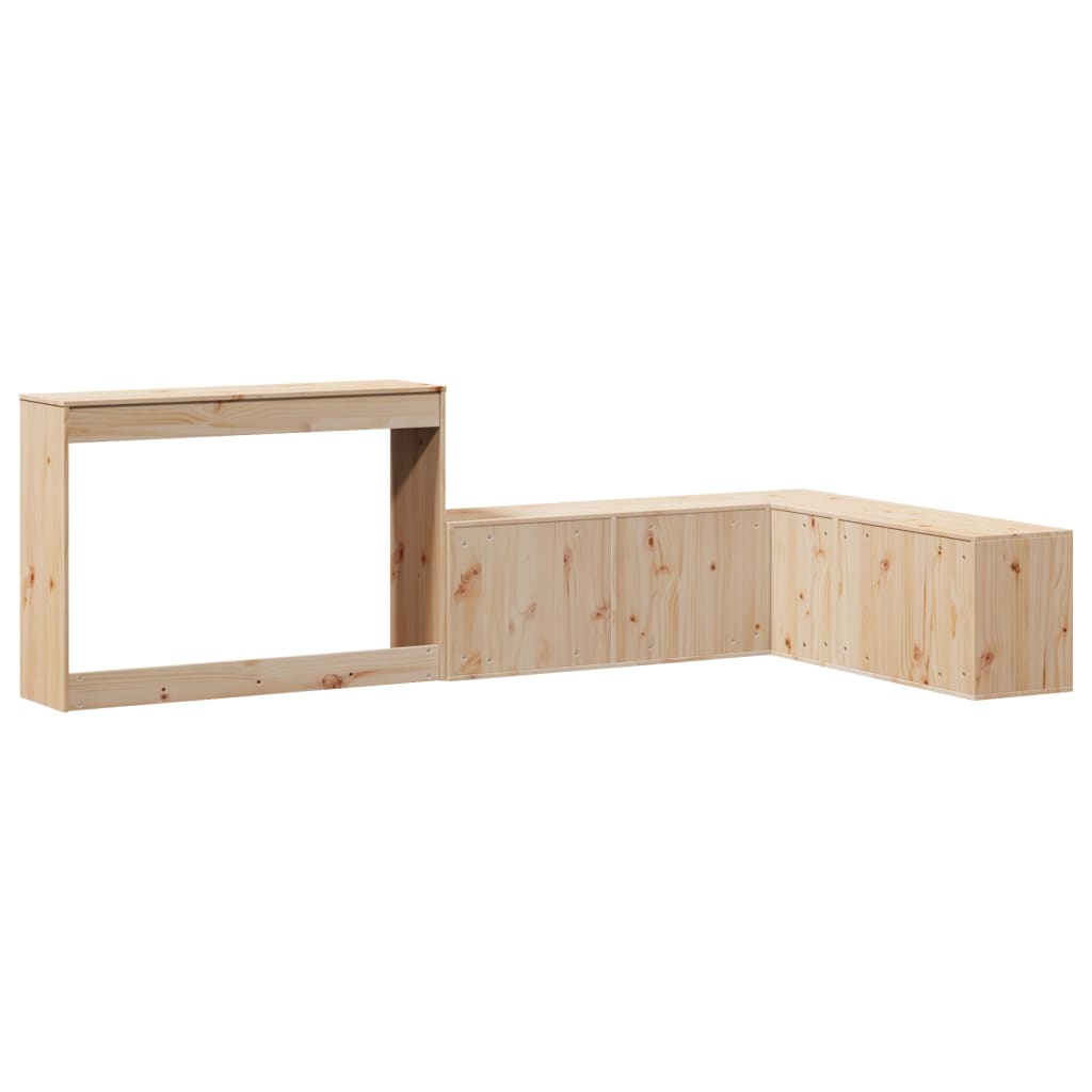 sengebord med skrivebord 232x122x75 cm massivt træ fyrretræ
