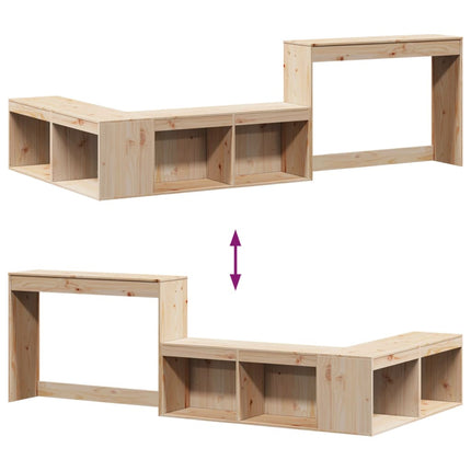sengebord med skrivebord 232x122x75 cm massivt træ fyrretræ