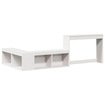 sengebord med skrivebord hvid 232x122x75 cm massivt træ fyrretræ