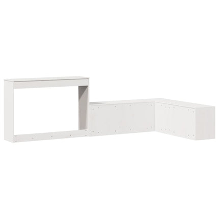 sengebord med skrivebord hvid 232x122x75 cm massivt træ fyrretræ