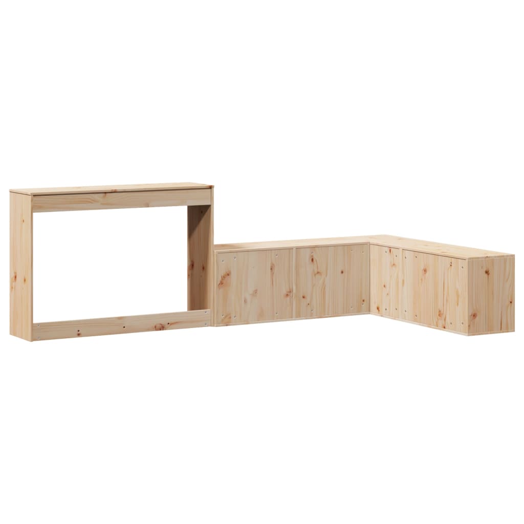 sengebord med skrivebord 222x107x75 cm massivt fyrretræ