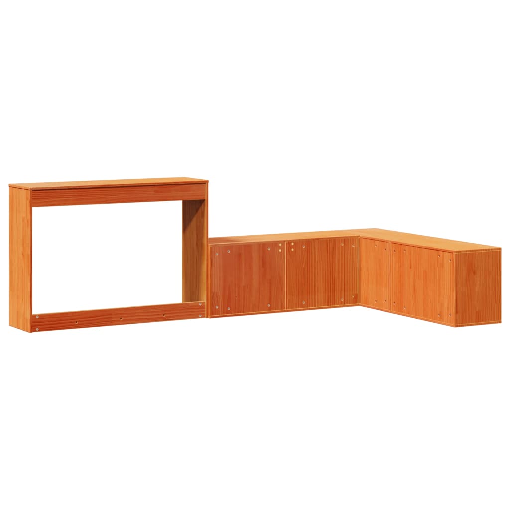 sengebord med skrivebord 222x107x75 cm massivt fyrretræ